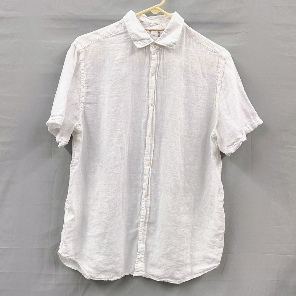 Porter & Ash Mens White 100% Linen Short Sleeve Button Up Resort Wear